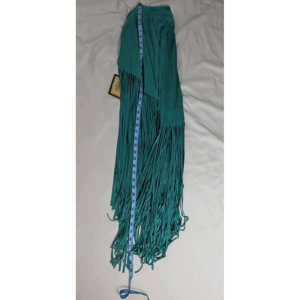 New COWGIRL JUSTICE Western Cowgirl Teal Faux Suede Poncho Long Fringe Large - Picture 6 of 6
